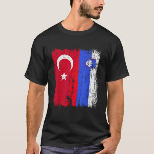 Turkey Slovenia Half Flag Turkish Slovenian Pride T-Shirt
