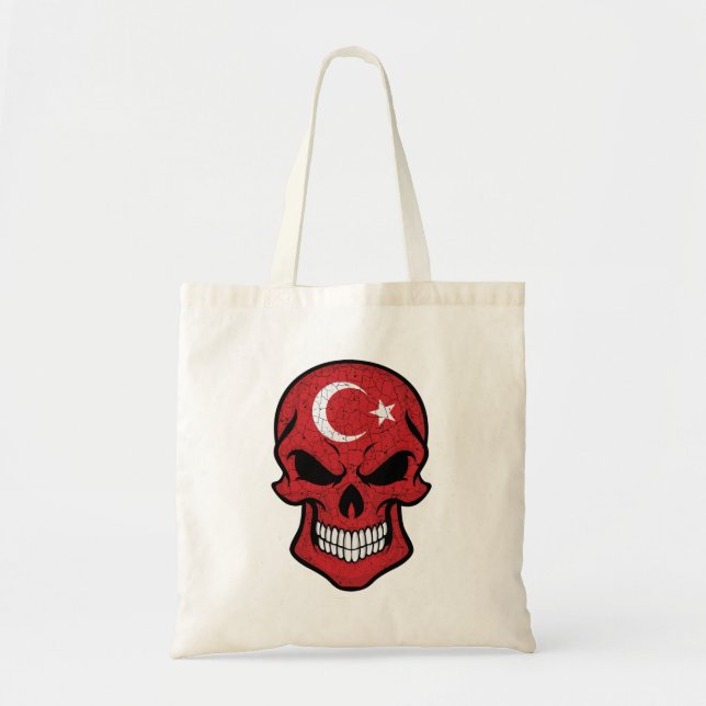 Turkey Smiling Skull Flag Tote Bag (Front)
