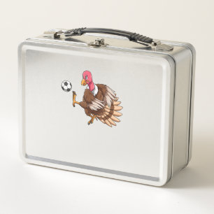 Turkey Soccer Thanksgiving Turkey Playing Soccer T Metal Lunch Box