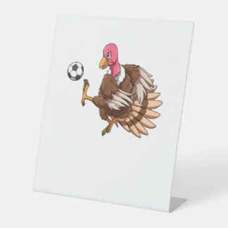Turkey Soccer Thanksgiving Turkey Playing Soccer T Pedestal Sign