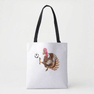 Turkey Soccer Thanksgiving Turkey Playing Soccer T Tote Bag