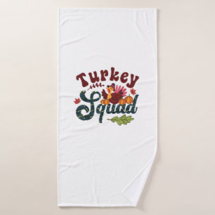 Turkey Squad Funny Thanksgiving Day Run Pilgrim Gi Bath Towel