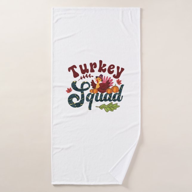 Turkey Squad Funny Thanksgiving Day Run Pilgrim Gi Bath Towel (Bath Towel)