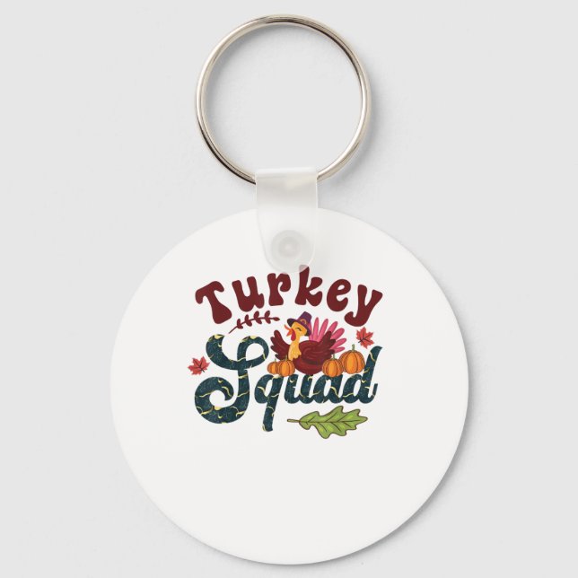 Turkey Squad Funny Thanksgiving Day Run Pilgrim Gi Key Ring (Front)