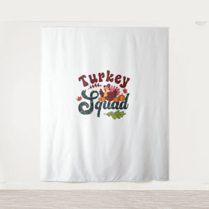Turkey Squad Funny Thanksgiving Day Run Pilgrim Gi Tapestry