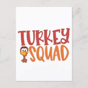 Turkey Squad Matching Outfit Turkey Thanksgiving  Announcement Postcard