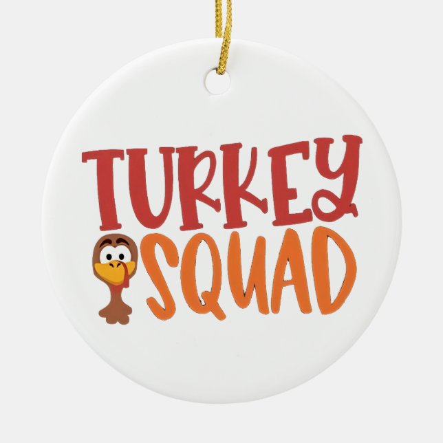 Turkey Squad Matching Outfit Turkey Thanksgiving  Ceramic Tree Decoration (Front)