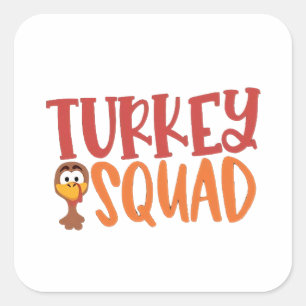 Turkey Squad Matching Outfit Turkey Thanksgiving  Square Sticker
