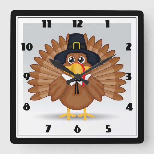 Turkey Square Wall Clock (Front)