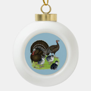Turkey Standard Bronze Family Ceramic Ball Christmas Ornament