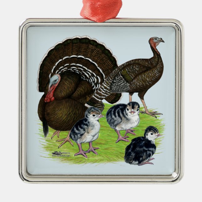 Turkey Standard Bronze Family Metal Tree Decoration (Front)