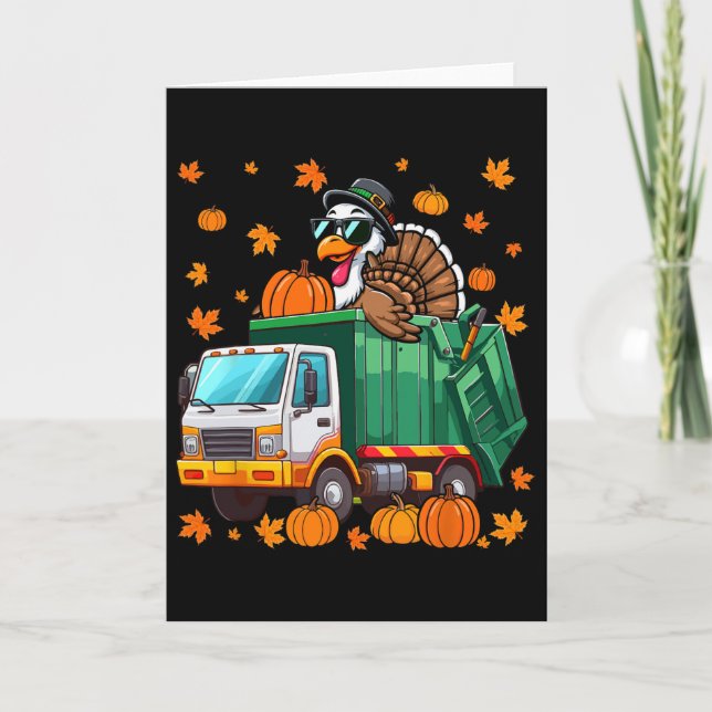 Turkey Sungles Driving Garge Truck Thanksgiving Dr Card (Front)