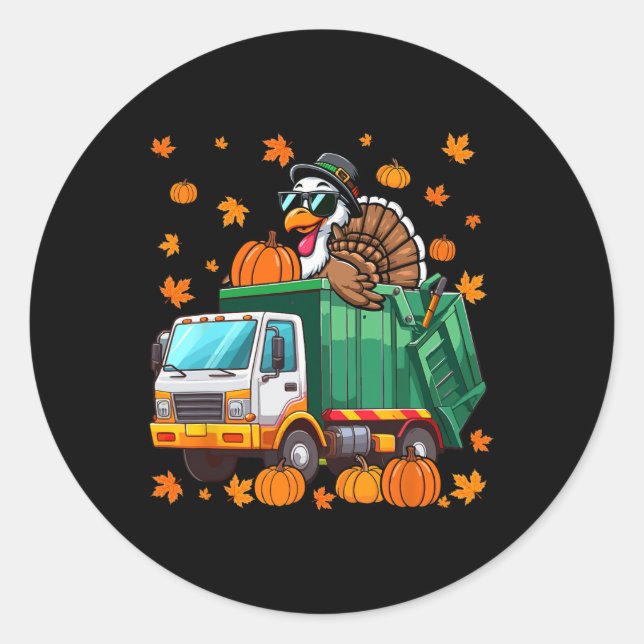 Turkey Sungles Driving Garge Truck Thanksgiving Dr Classic Round Sticker (Front)