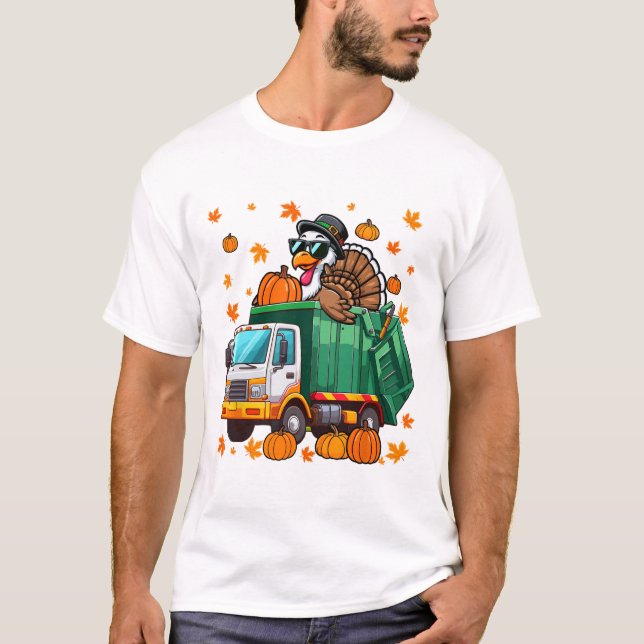 Turkey Sungles Driving Garge Truck Thanksgiving Dr T-Shirt (Front)