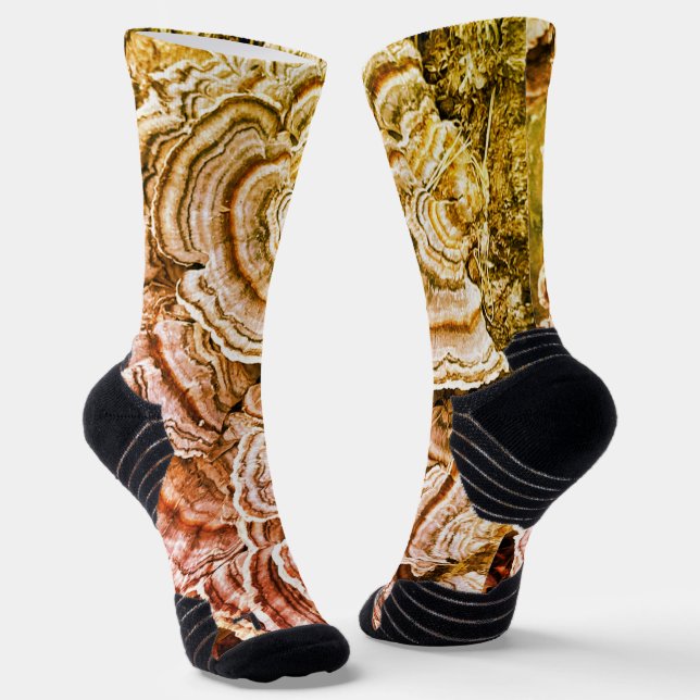 Turkey tail mushroom socks (Angled)