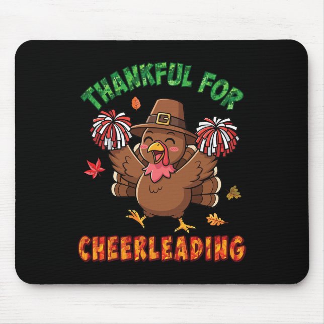 Turkey Thankful For Cheerleading Thanksging Cheerl Mouse Mat (Front)