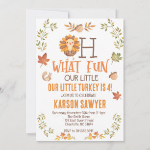 Turkey Thanksgiving birthday invitation, fall  Invitation