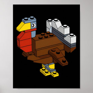 Turkey Thanksgiving Block Brick Building Master Bu Poster