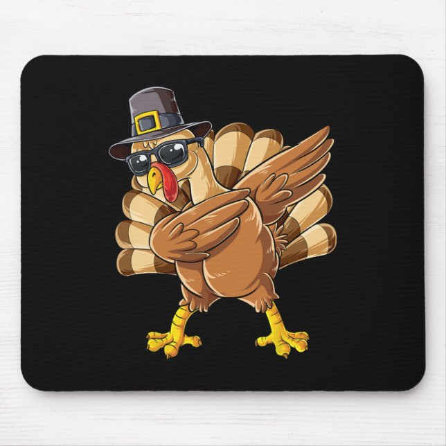 Turkey Thanksgiving Day Pilgrim Boys Girls Funny D Mouse Mat (Front)