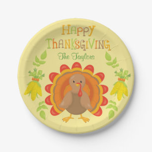 Turkey Thanksgiving Dinner Paper Plate