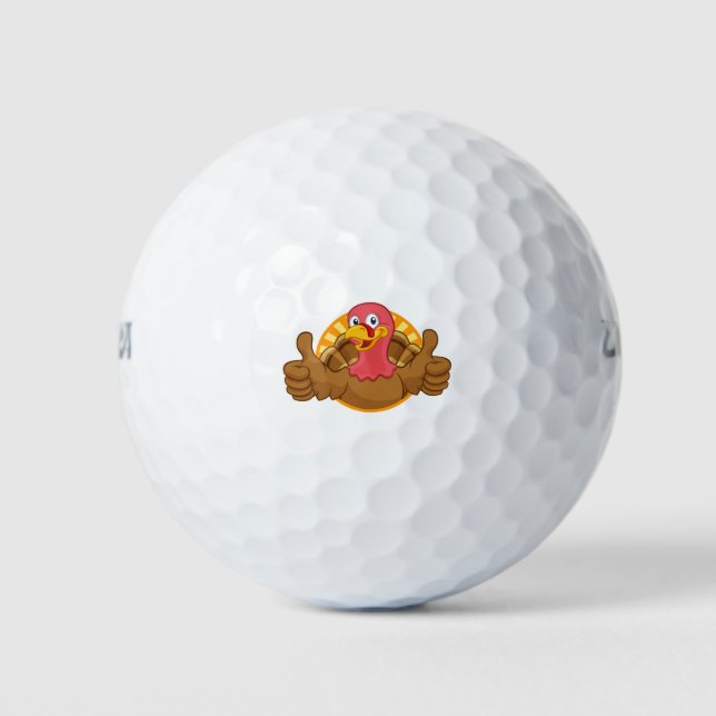 Turkey Thanksgiving or Christmas Cartoon Character Golf Balls (Front)