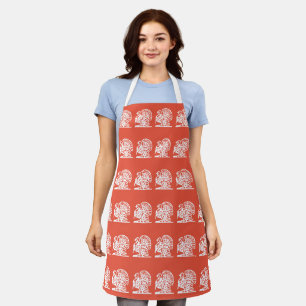 Turkey Thanksgiving Orange All-Over Print Apron