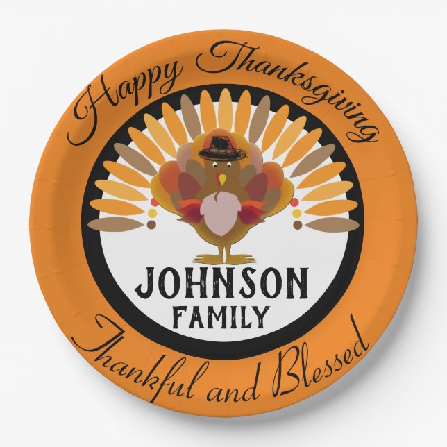 Turkey Thanksgiving Paper Plates (Front)