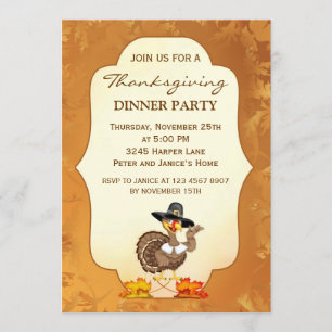 Turkey Thanksgiving Party Invitation