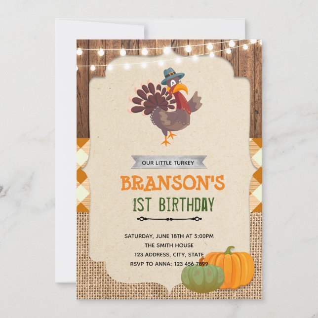 Turkey thanksgiving party invitation (Front)