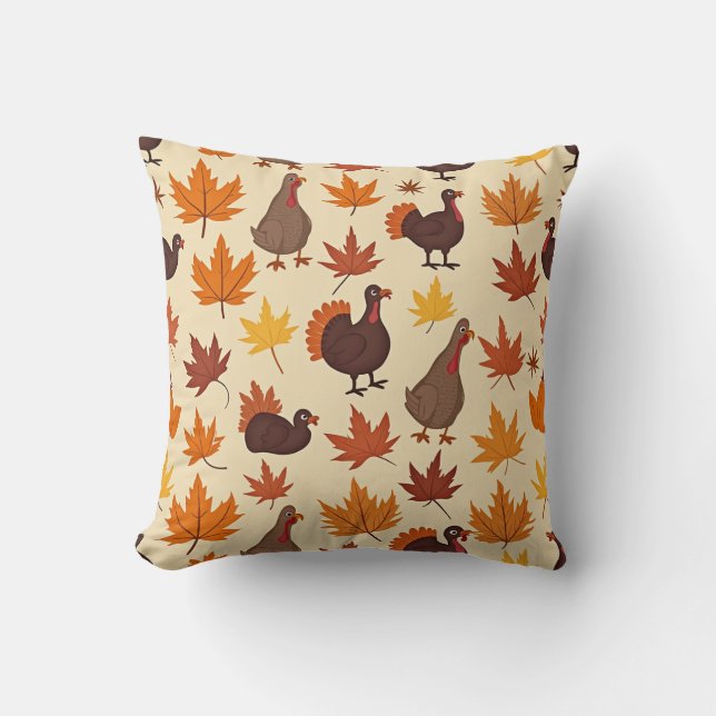 Turkey Thanksgiving Pillow Cushion (Front)