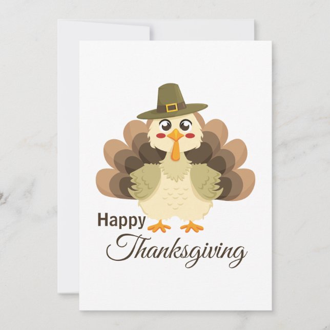 Turkey Thanksgiving Simple Minimalistic Cartoon Holiday Card (Front)