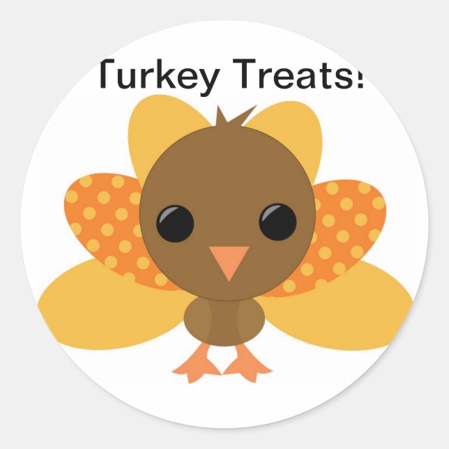 Turkey Thanksgiving Treat Bag Sticker (Front)