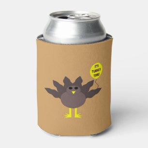 Turkey Time Thanksgiving Can Cooler