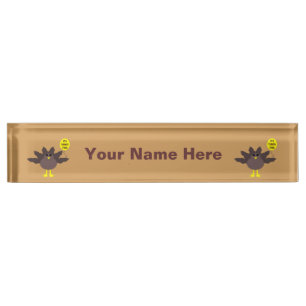 Turkey Time Thanksgiving Custom Desk Nameplate