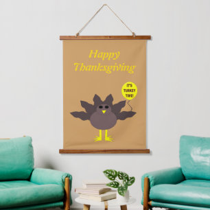 Turkey Time Thanksgiving Custom Hanging Tapestry
