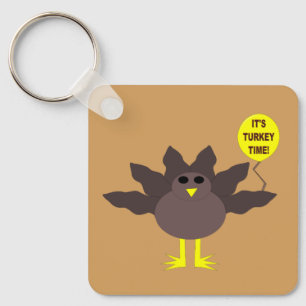 Turkey Time Thanksgiving Custom Key Ring