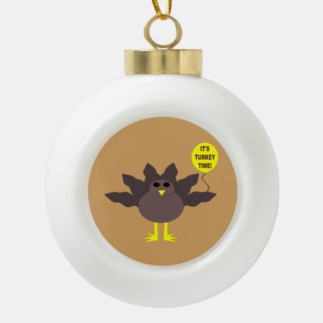 Turkey Time Thanksgiving Ornament (Front)