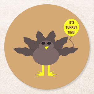 Turkey Time Thanksgiving Paper Coasters