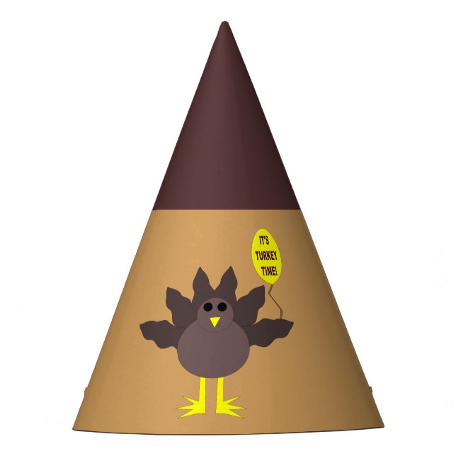 Turkey Time Thanksgiving Party Hat (Front)
