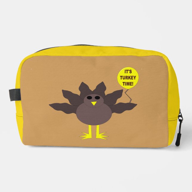 Turkey Time Thanksgiving Patterned Dopp Kit (Front)