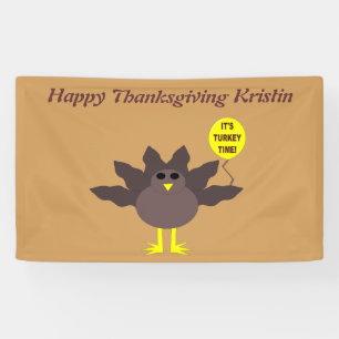 Turkey Time Thanksgiving Personalised Banner