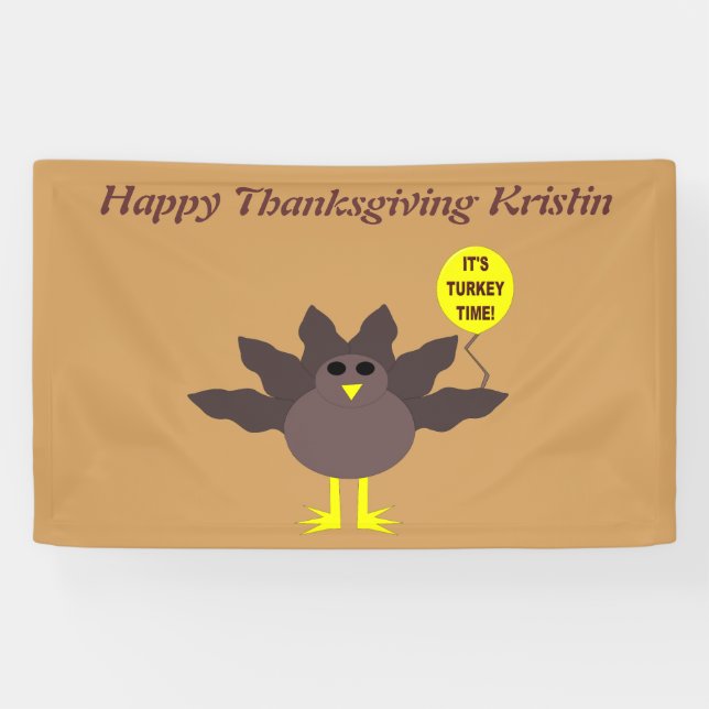 Turkey Time Thanksgiving Personalised Banner (Horizontal)