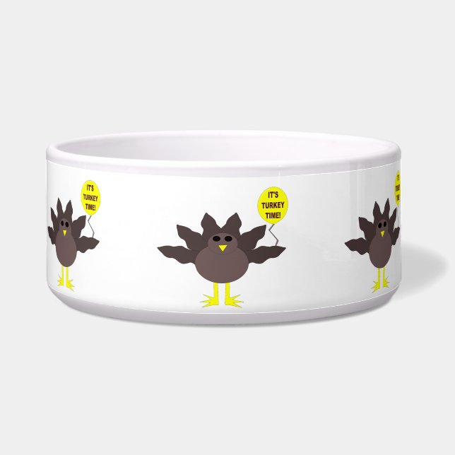 Turkey Time Thanksgiving Pet Bowl (Front)