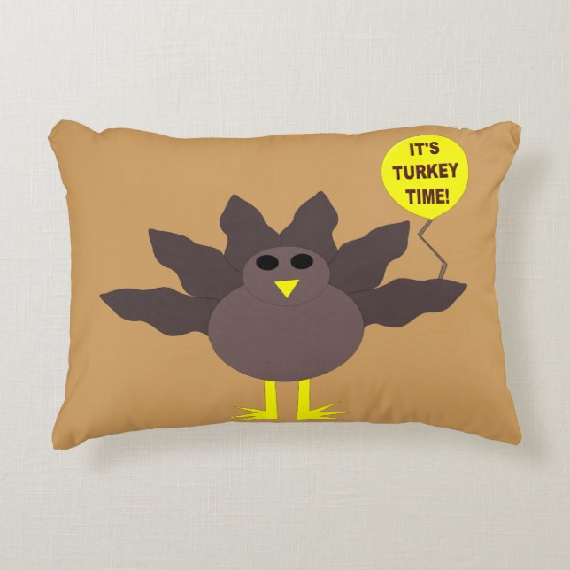 Turkey Time Thanksgiving Pillow (Front)