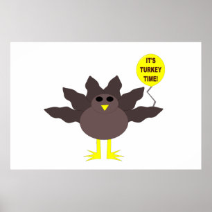 Turkey Time Thanksgiving Poster