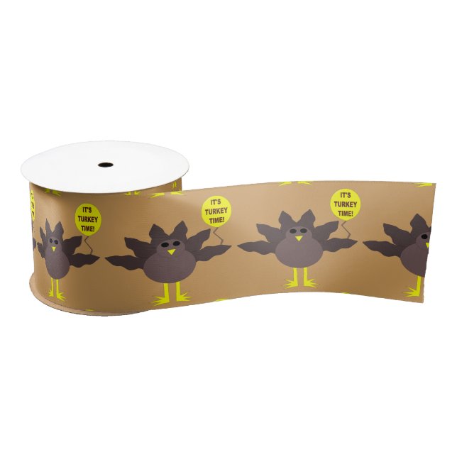 Turkey Time Thanksgiving Satin Ribbon (Spool)