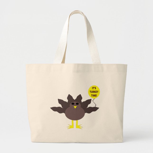 Turkey Time Thanksgiving Tote Bag (Front)