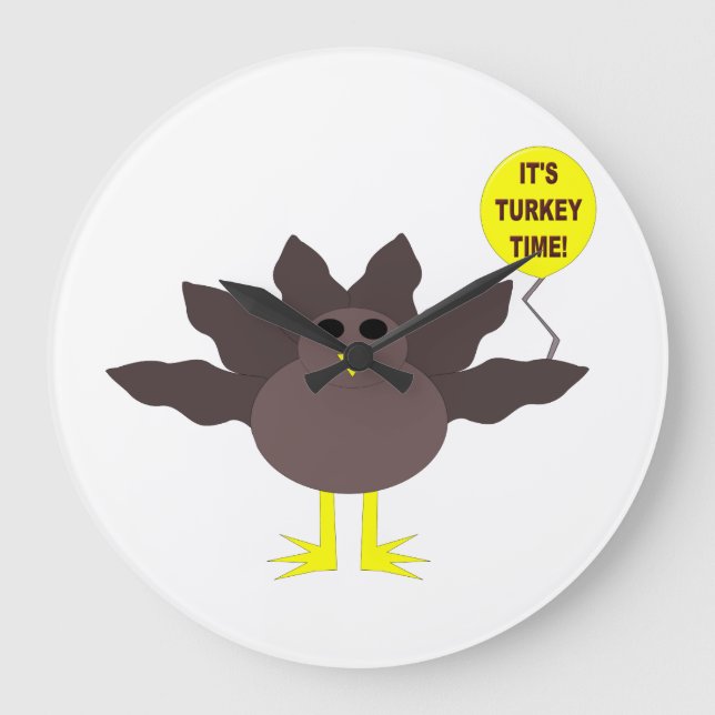 Turkey Time Thanksgiving Wall Clock (Front)