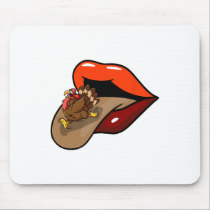 Turkey Tongue Out Thanksgiving Day Funny Lips Fall Mouse Mat