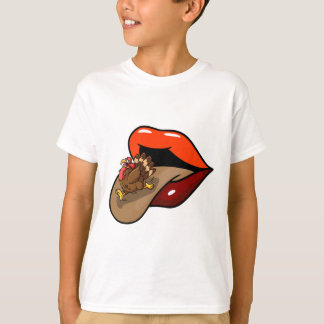 Turkey Tongue Out Thanksgiving Day Funny Lips Fall T-Shirt